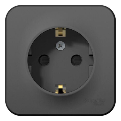 Розетка 1-м ОП Blanca 16А IP20 250В с заземл. защ. шторки с изолир. пластиной антрацит