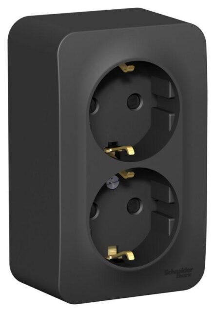 Розетка 2-м ОП Blanca 16А IP20 250В с заземл. защ. шторки антрацит