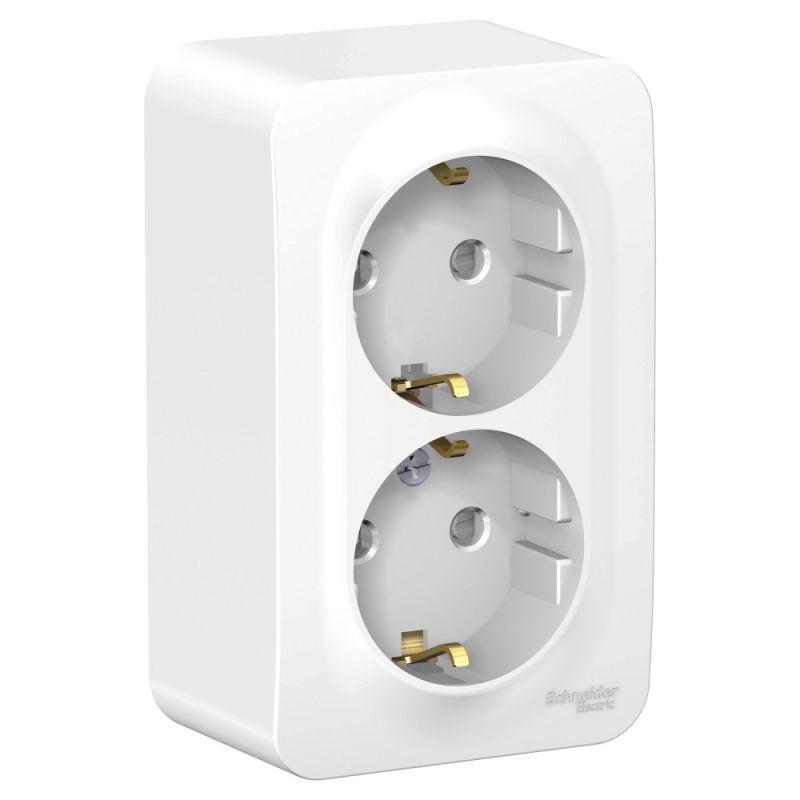 Розетка 2-м ОП Blanca 16А IP20 250В с заземл. защ. шторки с изолир. пластиной бел.