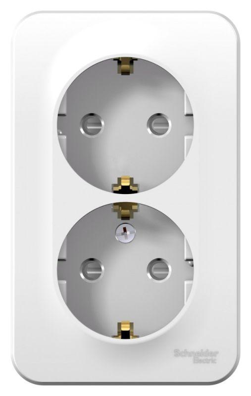 Розетка 2-м ОП Blanca 16А IP20 250В с заземл. защ. шторки с изолир. пластиной бел. — изображение 2