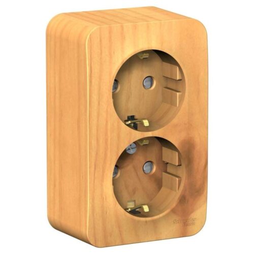 Розетка 2-м ОП Blanca 16А IP20 250В с заземл. защ. шторки с изолир. пластиной ясень