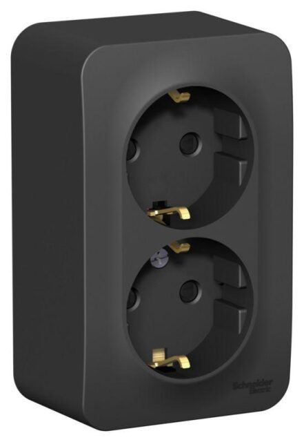 Розетка 2-м ОП Blanca 16А IP20 250В с заземл. защ. шторки с изолир. пластиной антрацит