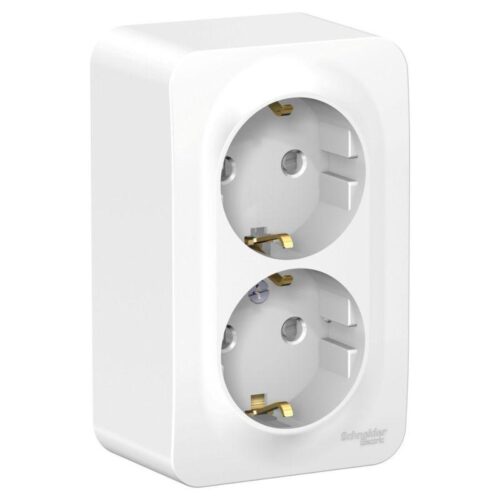 Розетка 2-м ОП Blanca 16А IP20 250В с заземл. защ. шторки с металлич. пластиной бел.
