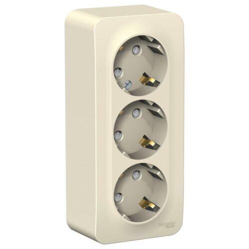 Розетка 3-м ОП Blanca 16А IP20 250В с заземл. защ. шторки с изолир. пластиной молоч.