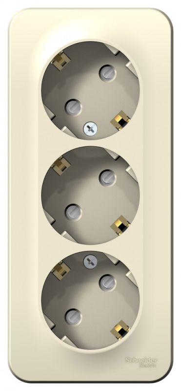 Розетка 3-м ОП Blanca 16А IP20 250В с заземл. защ. шторки с изолир. пластиной молоч. — изображение 2