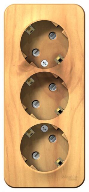 Розетка 3-м ОП Blanca 16А IP20 250В с заземл. защ. шторки с изолир. пластиной ясень