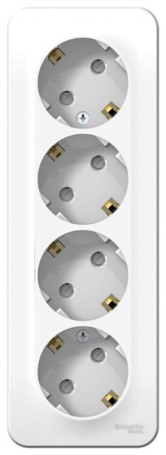 Розетка 4-м ОП Blanca 16А IP20 250В с заземл. защ. шторки с изолир. пластиной бел.