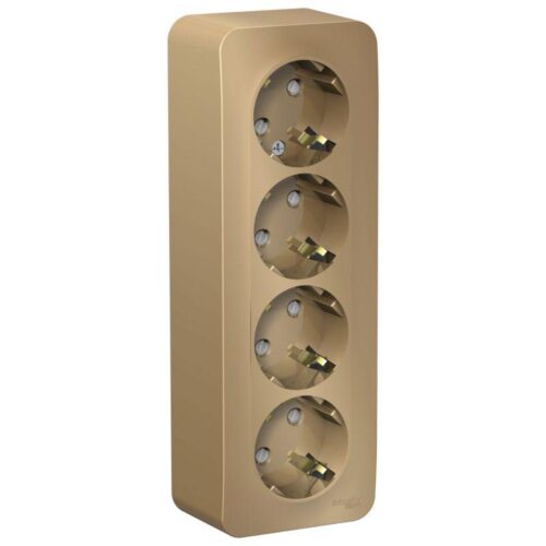 Розетка 4-м ОП Blanca 16А IP20 250В с заземл. защ. шторки с изолир. пластиной титан