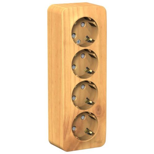 Розетка 4-м ОП Blanca 16А IP20 250В с заземл. защ. шторки с изолир. пластиной ясень