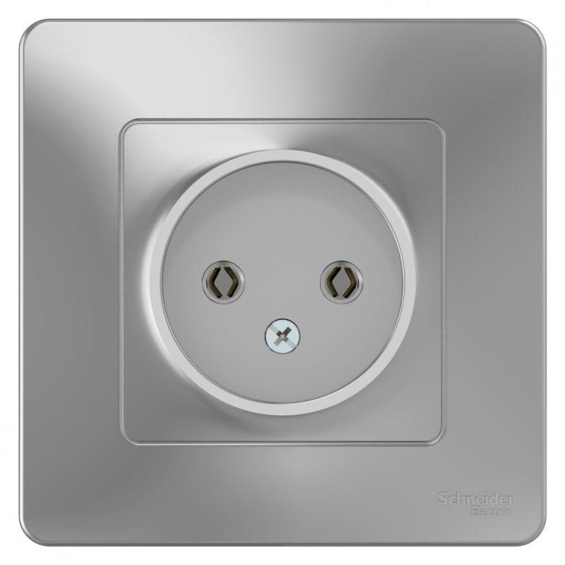 Розетка 1-м СП Blanca 16А IP20 250В без заземл. без защ. шторок алюм. — изображение 2