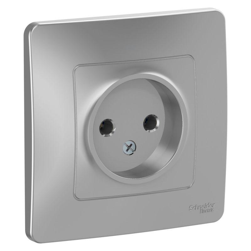 Розетка 1-м СП Blanca 16А IP20 250В без заземл. без защ. шторок алюм.