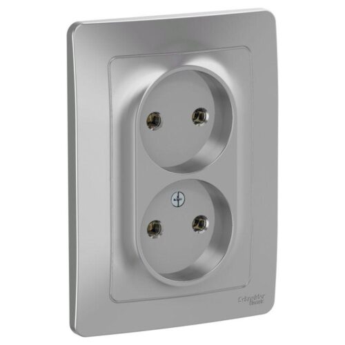 Розетка 2-м СП Blanca 16А IP20 250В без заземл. без защ. шторок алюм.