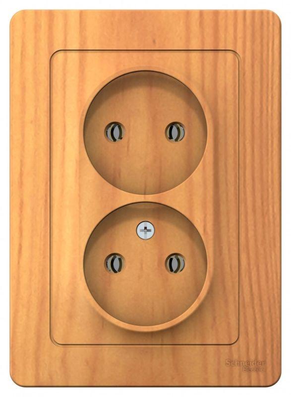 Розетка 2-м СП Blanca 16А IP20 250В без заземл. без защ. шторок ясень — изображение 2