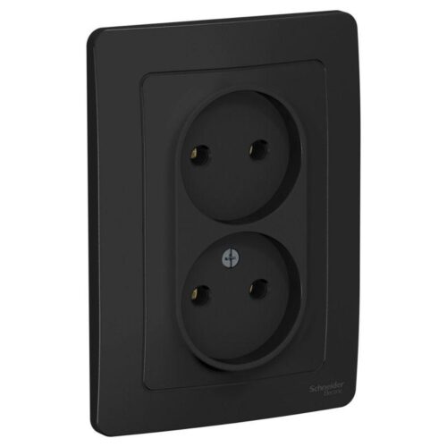 Розетка 2-м СП Blanca 16А IP20 250В без заземл. без защ. шторок антрацит