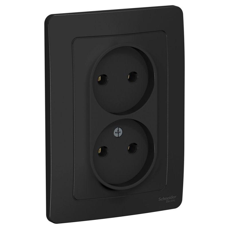 Розетка 2-м СП Blanca 16А IP20 250В без заземл. без защ. шторок антрацит