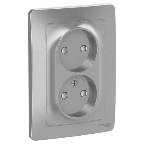 Розетка 2-м СП Blanca 16А IP20 250В без заземл. защ. шторки алюм.