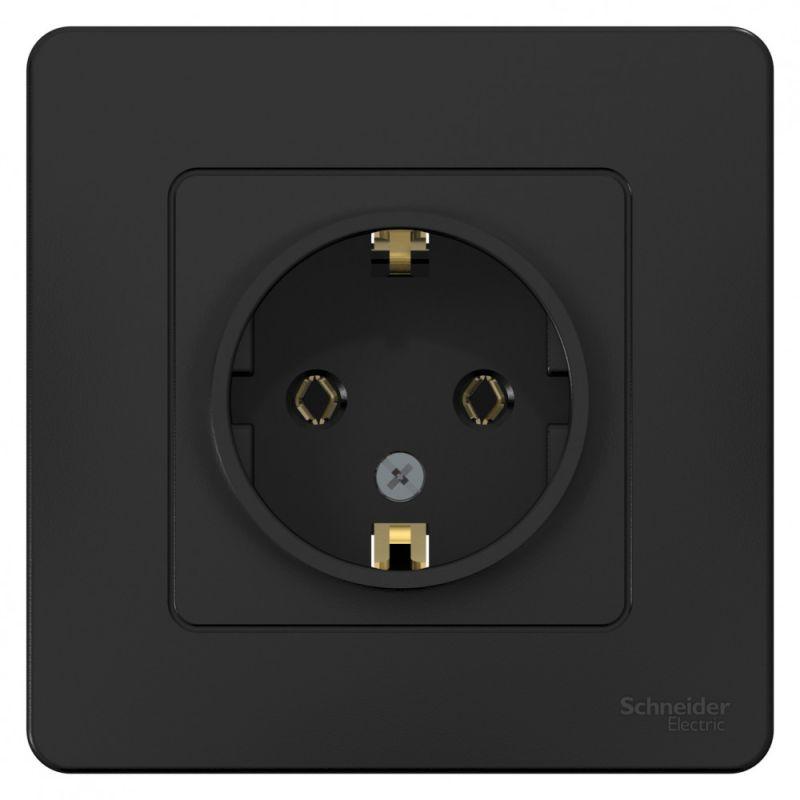 Розетка 1-м СП Blanca 16А IP20 250В с заземл. без защ. шторок антрацит — изображение 2