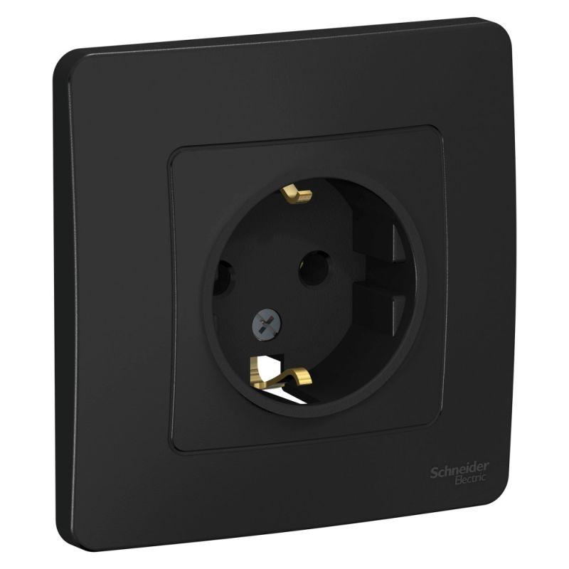 Розетка 1-м СП Blanca 16А IP20 250В с заземл. без защ. шторок антрацит