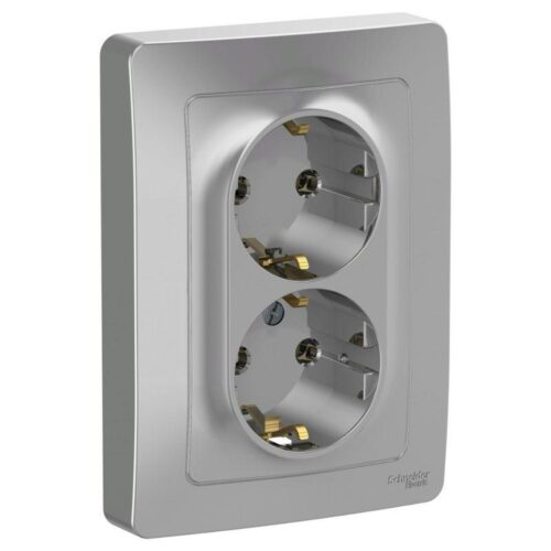 Розетка 2-м СП Blanca 16А IP20 250В с заземл. без защ. шторок алюм.