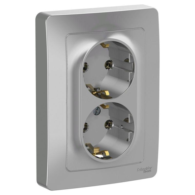 Розетка 2-м СП Blanca 16А IP20 250В с заземл. без защ. шторок алюм.