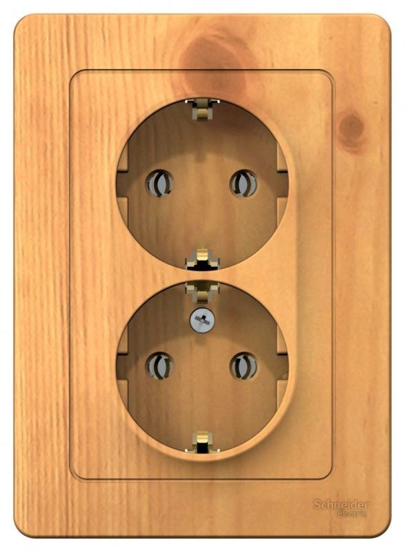 Розетка 2-м СП Blanca 16А IP20 250В с заземл. без защ. шторок ясень — изображение 2