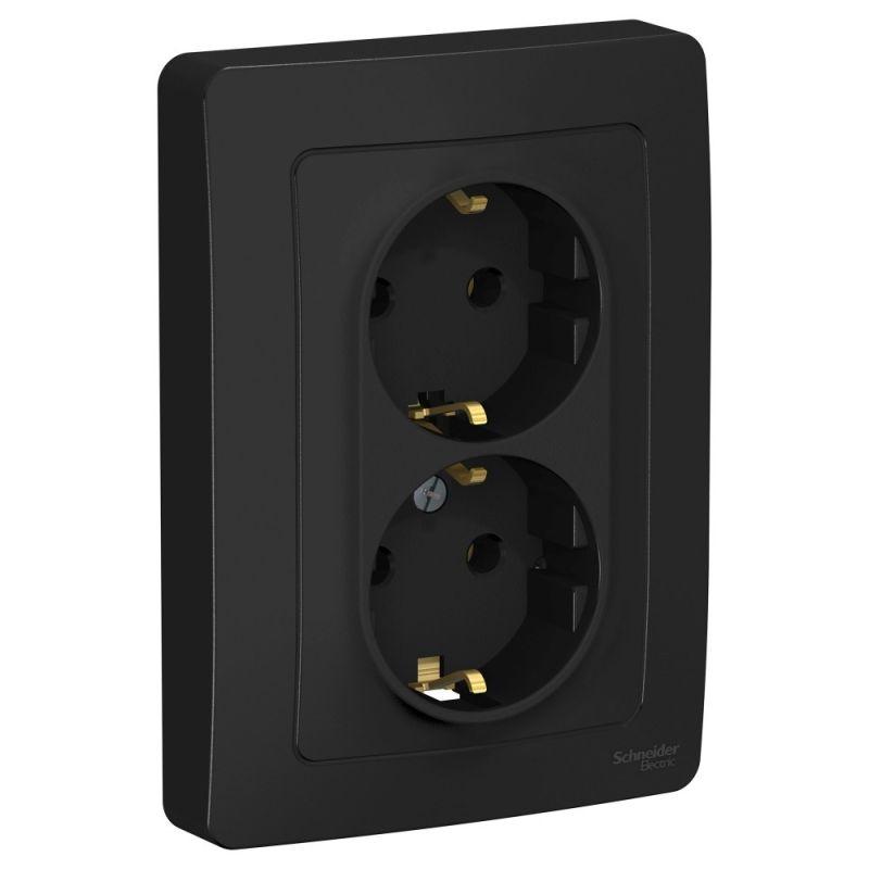 Розетка 2-м СП Blanca 16А IP20 250В с заземл. без защ. шторок антрацит