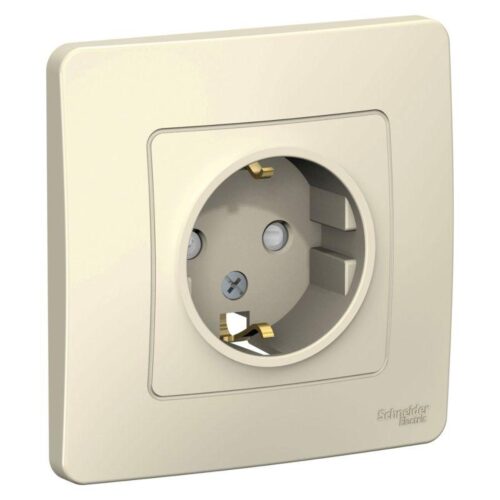 Розетка 1-м СП Blanca 16А IP20 250В с заземл. защ. шторки молоч.