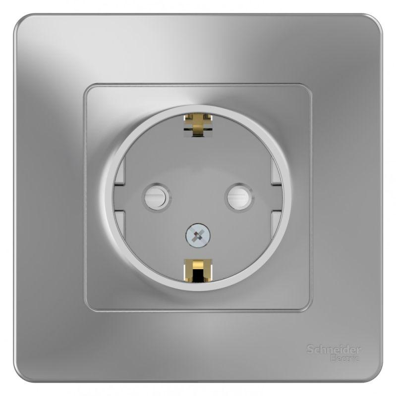 Розетка 1-м СП Blanca 16А IP20 250В с заземл. защ. шторки алюм. — изображение 2