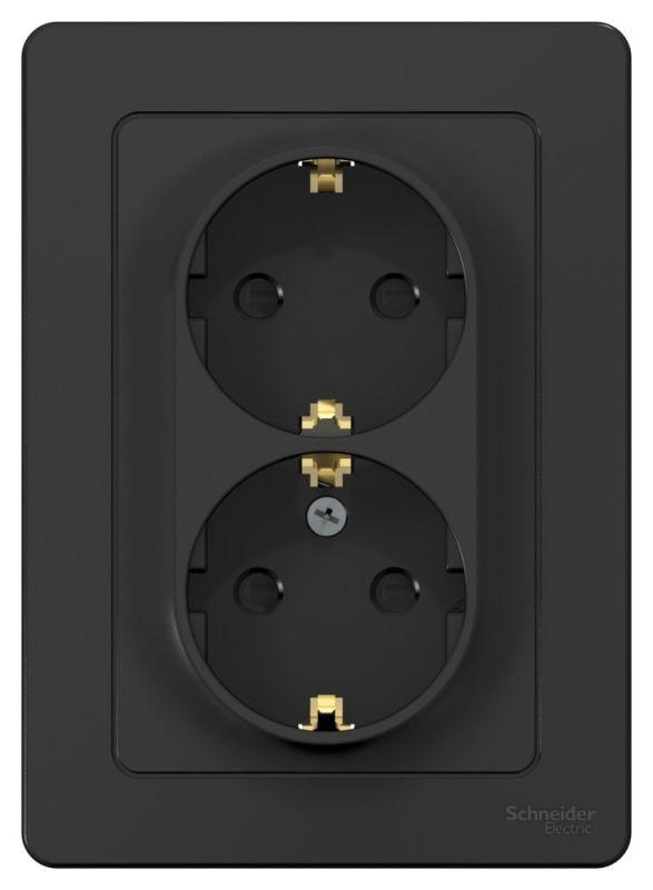 Розетка 2-м СП Blanca 16А IP20 250В с заземл. защ. шторки антрацит — изображение 2