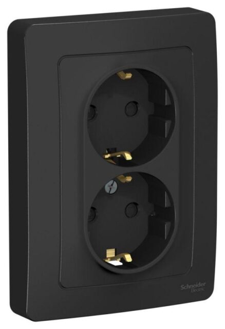 Розетка 2-м СП Blanca 16А IP20 250В с заземл. защ. шторки антрацит