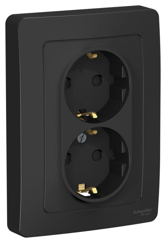 Розетка 2-м СП Blanca 16А IP20 250В с заземл. защ. шторки антрацит
