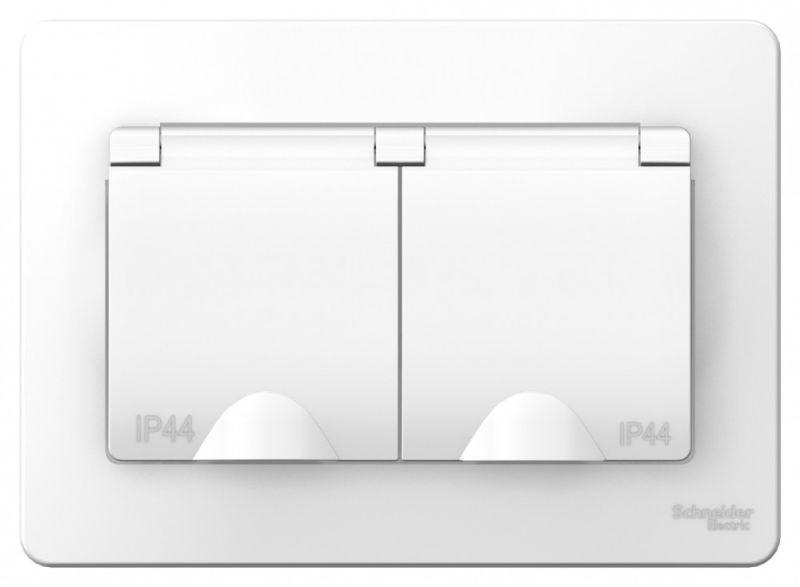 Розетка 2-м СП Blanca 16А IP44 250В с заземл. защ. шторки с крышкой бел. — изображение 3