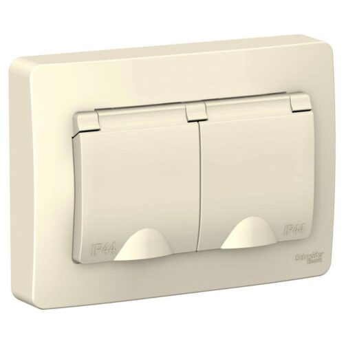 Розетка 2-м СП Blanca 16А IP44 250В с заземл. защ. шторки с крышкой молоч.