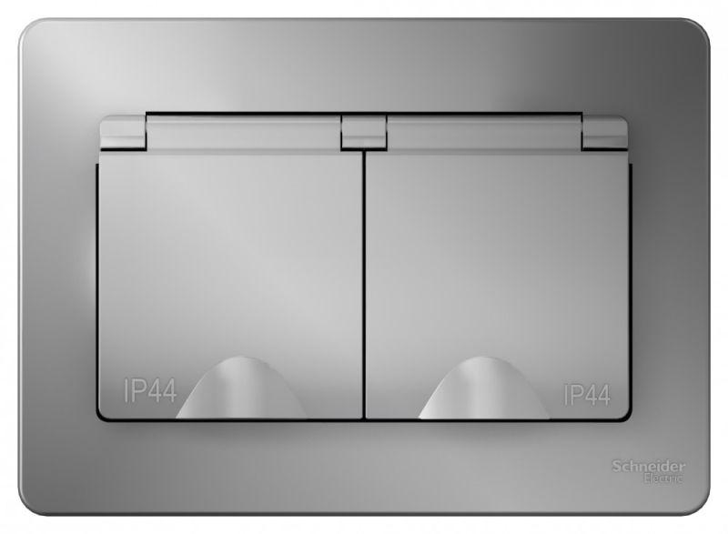 Розетка 2-м СП Blanca 16А IP44 250В с заземл. защ. шторки с крышкой алюм. — изображение 2