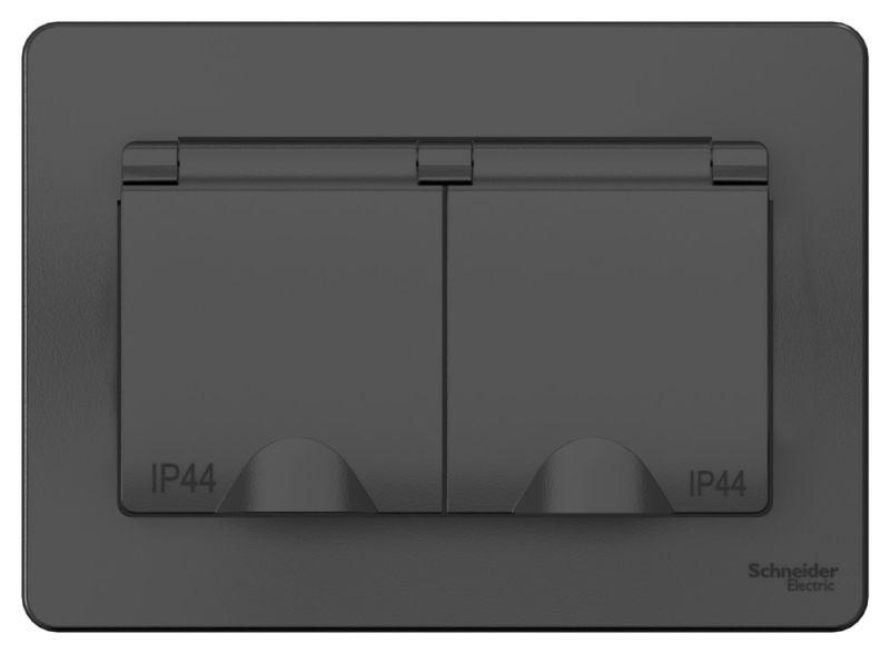 Розетка 2-м СП Blanca 16А IP44 250В с заземл. защ. шторки с крышкой антрацит — изображение 2