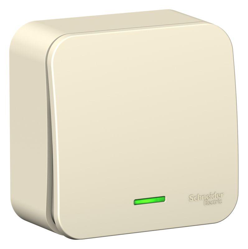 Выключатель 1-кл. ОП Blanca 10А IP20 (сх. 1) 250В с подсветкой с изолир. пластиной молочн. — изображение 2