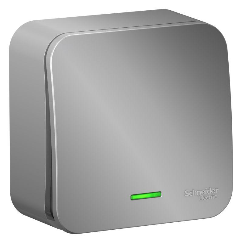 Выключатель 1-кл. ОП Blanca 10А IP20 (сх. 1) 250В с подсветкой с изолир. пластиной алюм. — изображение 2