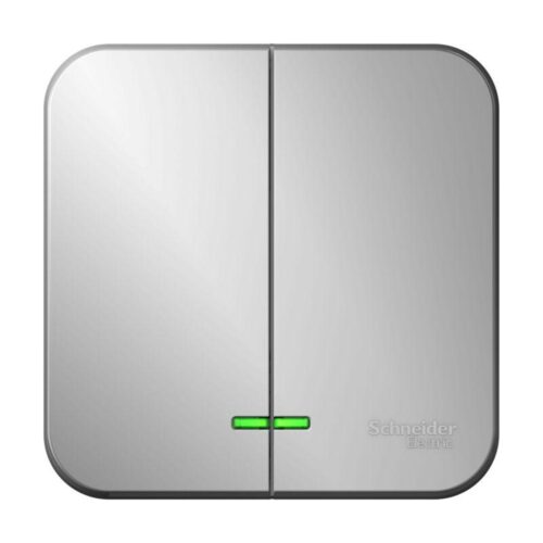 Выключатель 2-кл. ОП Blanca 10А IP20 (сх. 5) 250В с подсветкой с изолир. пластиной алюм.