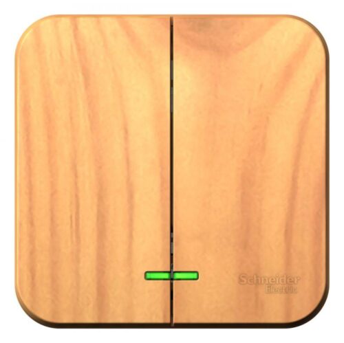 Выключатель 2-кл. ОП Blanca 10А IP20 (сх. 5) 250В с подсветкой с изолир. пластиной ясень