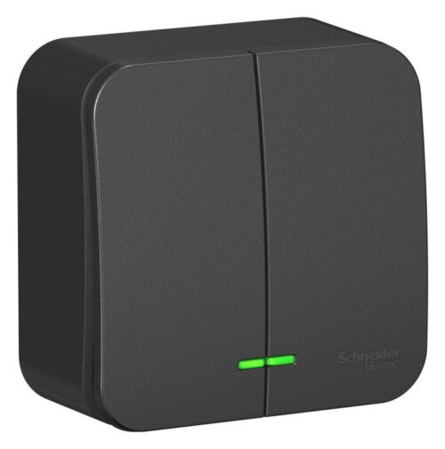 Выключатель 2-кл. ОП Blanca 10А IP20 (сх. 5) 250В с подсветкой с изолир. пластиной антрацит