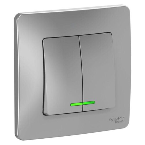 Выключатель 2-кл. СП Blanca 10А IP20 (сх. 5) 250В с подсветкой алюм.