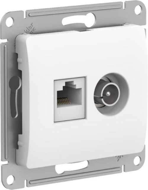 Розетка компьютерная + телевизионная 2-м Glossa RJ45 кат.5E + TV механизм бел.
