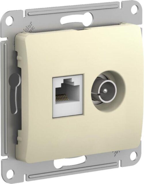 Розетка компьютерная + телевизионная 2-м Glossa RJ45 кат.5E + TV механизм беж.