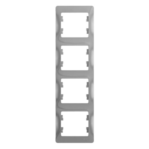 Рамка 4-м Glossa вертикал. алюм.