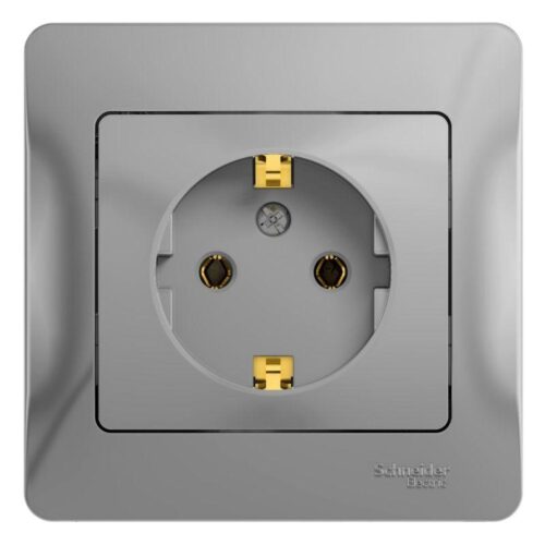 Розетка 1-м СП Glossa 16А IP20 с заземл. в сборе алюм.