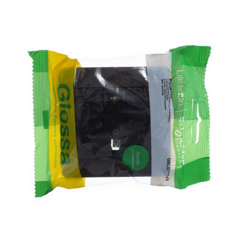 Розетка 1-м СП Glossa 16А IP44 с заземл. защ. шторки с крышкой в сборе алюм. — изображение 2