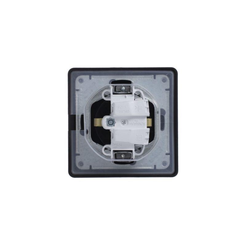 Розетка 1-м СП Glossa 16А IP44 с заземл. защ. шторки с крышкой в сборе алюм. — изображение 3