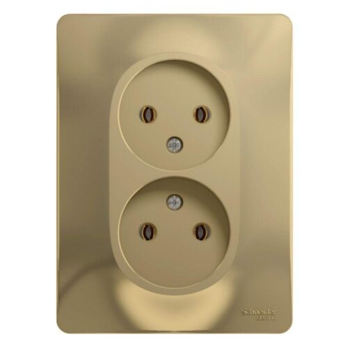 Розетка 2-м СП Glossa 16А IP20 без заземл. в сборе титан