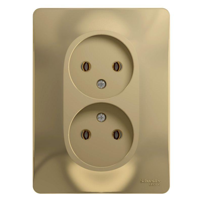 Розетка 2-м СП Glossa 16А IP20 без заземл. в сборе титан