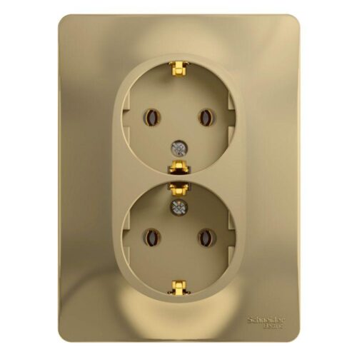 Розетка 2-м СП Glossa 16А IP20 с заземл. в сборе титан